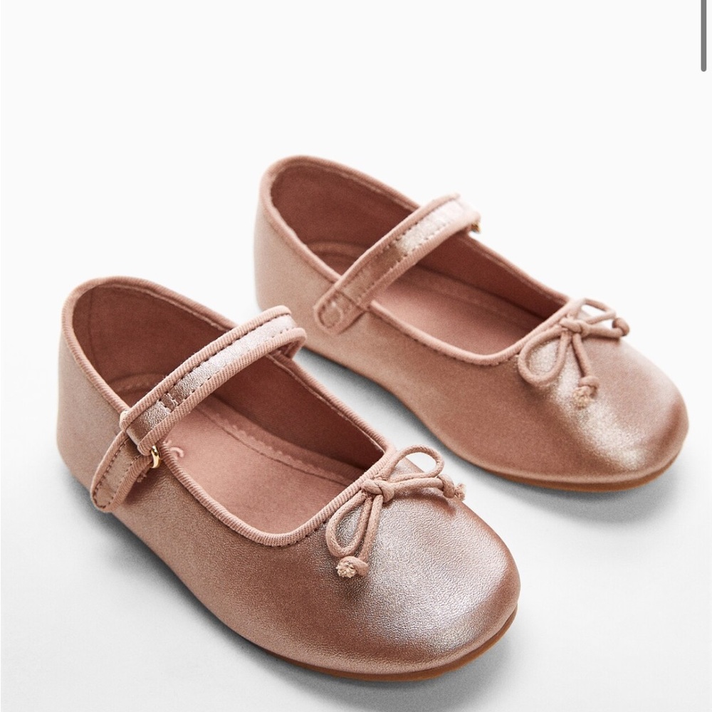 Girls Pink Metallic Baller Flats 9 1/2